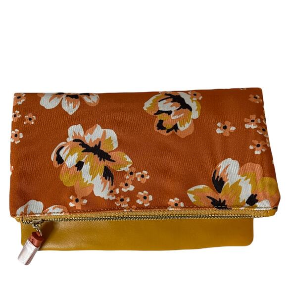 Rachel Pally Reversible Zahara Clutch Purse Floral Orange and Tan Print - Picture 1 of 8